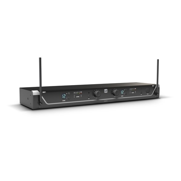 LD Systems U308 HHD 2 Dual Handheld Wireless Microphone System, Receiver Front Angled Right