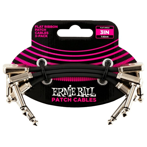 Ernie Ball 3" Flat Ribbon Patch Cable, 3-Pack - Main