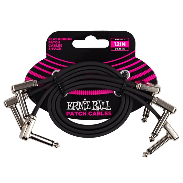 Ernie Ball 12" Flat Ribbon Patch Cable, 3-Pack - Main