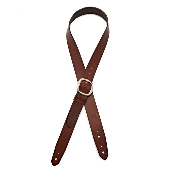 Bear Straps Basic Guitar Strap, Brown w/ Nickel Buckle