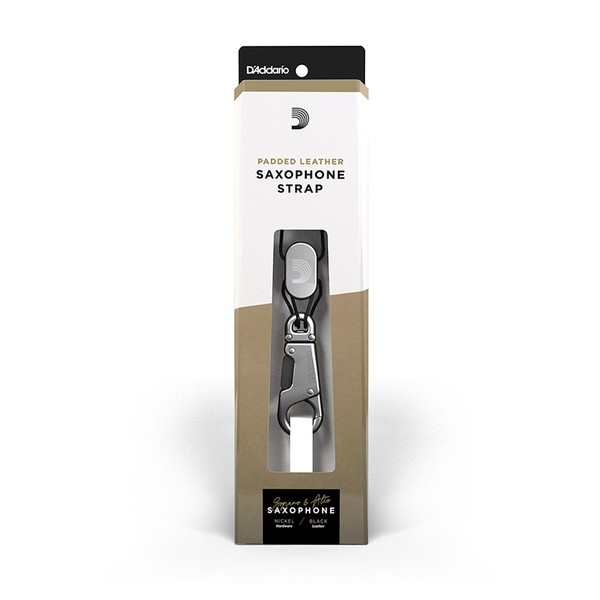 D'Addario Padded Leather Sax Strap for Alto and Soprano, Black, Box