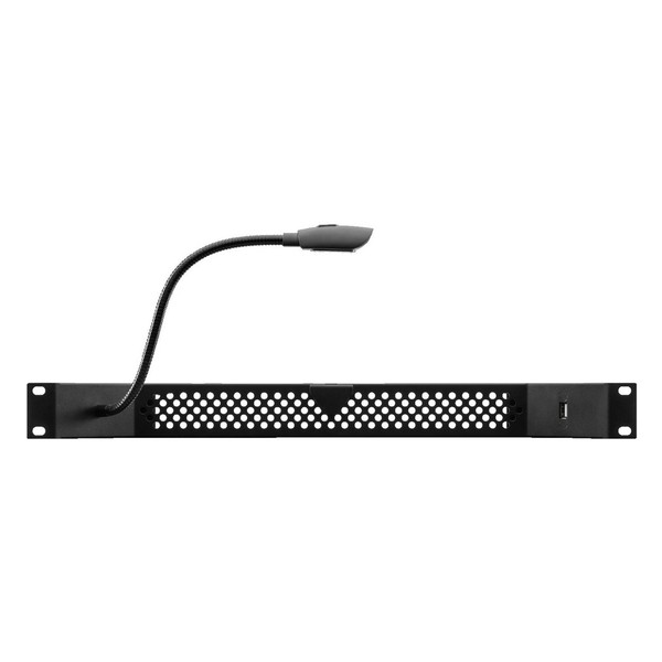 Monacor RLED-111USB 1U Rack Panel with Gooseneck Light and USB Port, Front