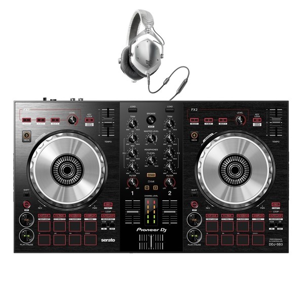 Pioneer DJ DDJ-SB3 DJ Controller with V-Moda M-100 Headphones - Full Bundle