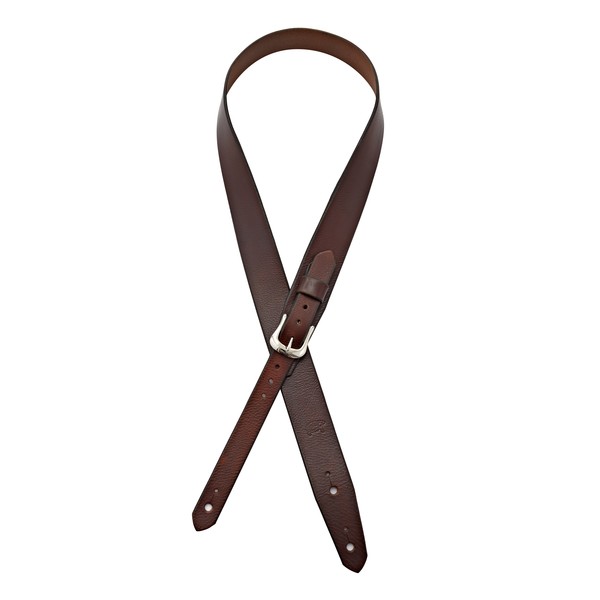 Bear Straps Slimline Classic Guitar Strap, Brown w/ Silver Buckle