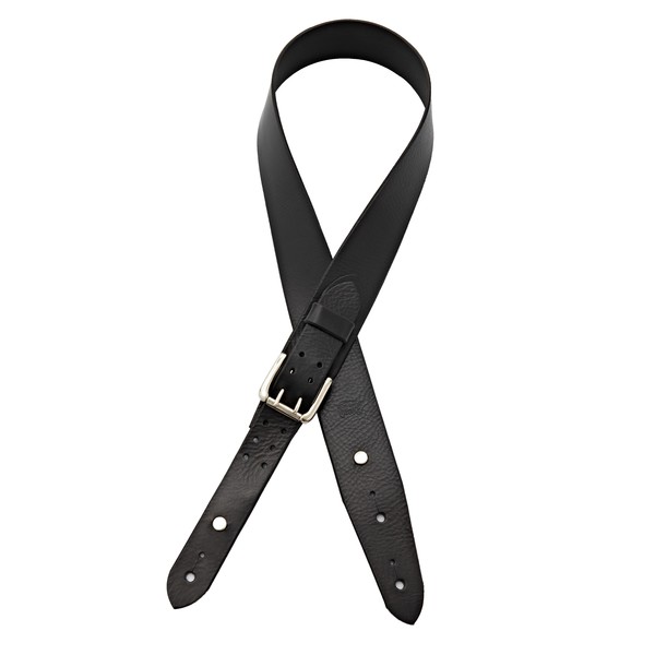 Bear Straps Classic #2 Guitar Strap, Black w/ Silver Buckle