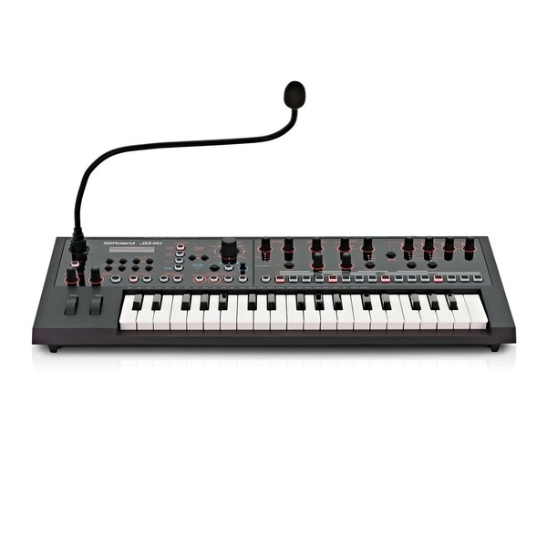 Roland JD-Xi Hybrid Analog/Digital Synthesizer - Front with Gooseneck Microphone 