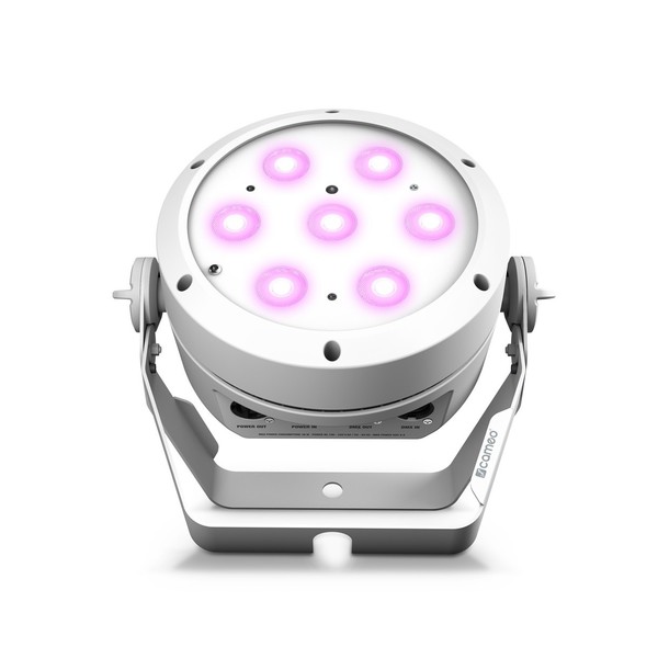 Cameo ROOT PAR 4 White 7 x 4 W RGBW LED PAR, Front Tilted Upward