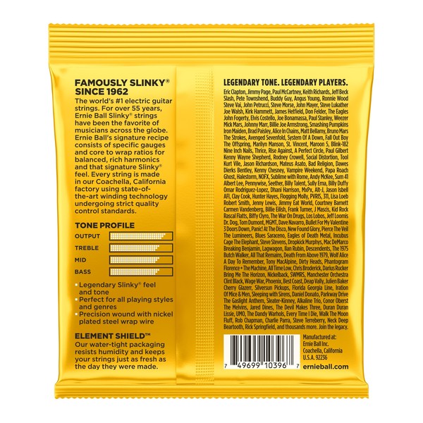 Ernie Ball Skinny Top Beefy Bottom Guitar Strings, 10-54 - back