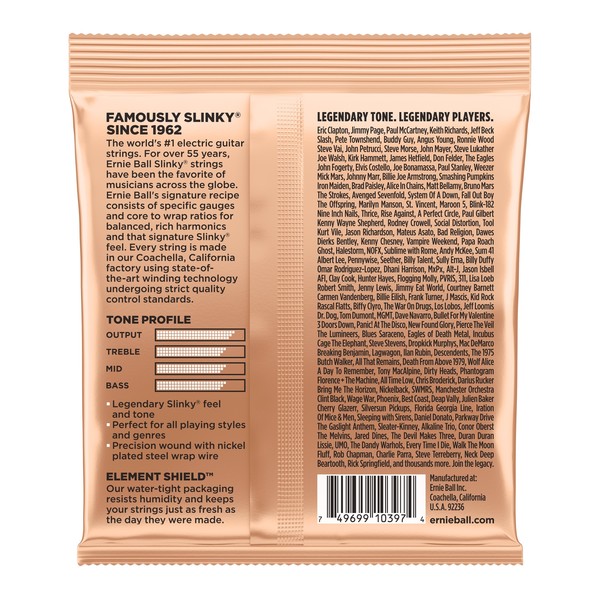 Ernie Ball Turbo Slinky Guitar Strings, 9.5-46 - back