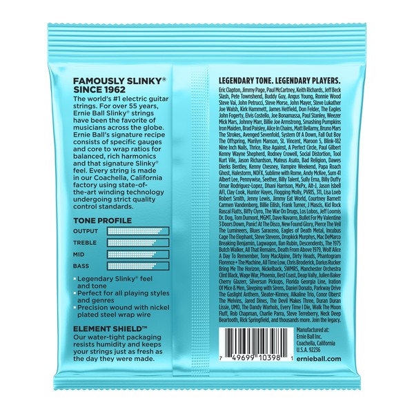 Ernie Ball Mighty Slinky Guitar Strings, 8.5-40 - back