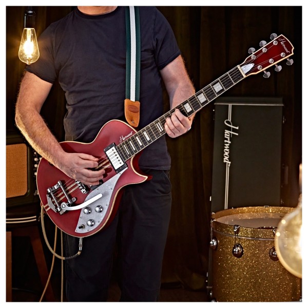 Hartwood Speedway Vibrato Electric Guitar, Lipstick Red Lifestyle
