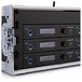Trantec S5.5 Racked and Ready 6-Way Wireless Lapel Mic System, Receivers in Rack Front Angled Close Up