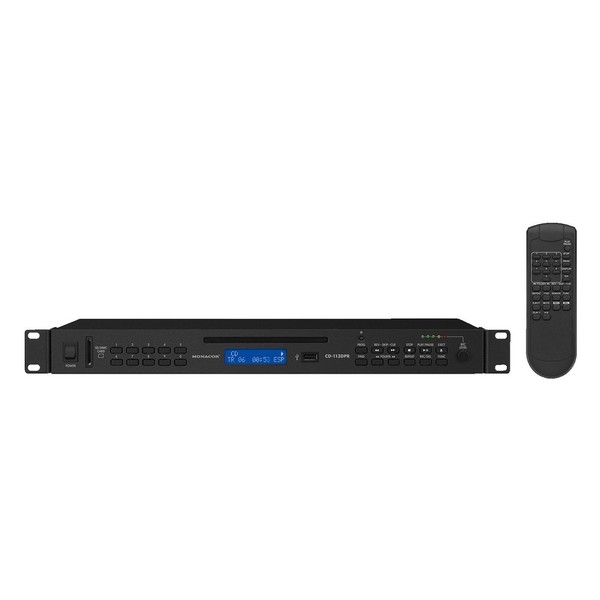 Monacor CD-113DPR CD and MP3 Player with Recording Function, Front with Remote