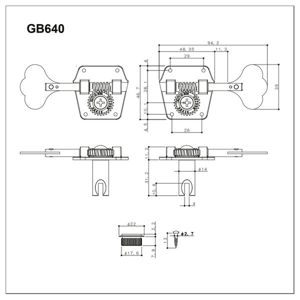 Gotoh GB640-L4 Bass Tuners, Nickel - chart