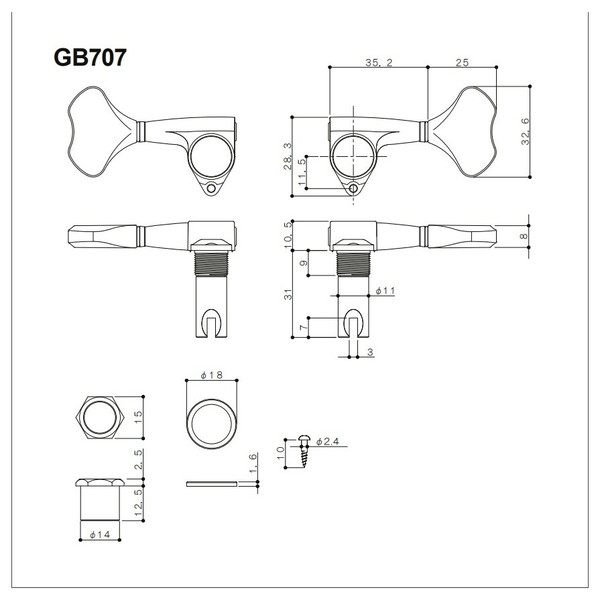 Gotoh GB707-L2R2 Bass Tuners, Gold - chart