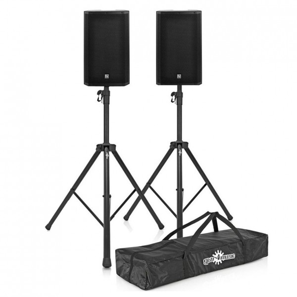 Electro-Voice ZLX-15BT 15'' Active PA Speaker, Pair with Stands - Full Package