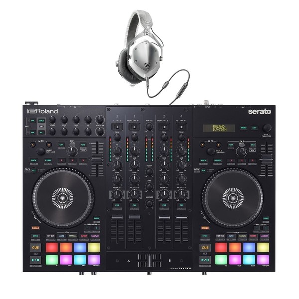 Roland DJ-707M Mobile DJ Controller with V-Moda M-100 Headphones - Full Bundle