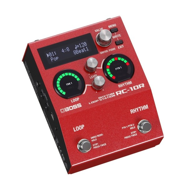 Boss RC-10R Looper with Power Supply - pedal angled