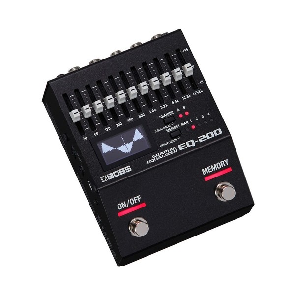 Boss EQ-200 Graphic Equalizer Pedal with MIDI Connection Cable - pedal angled 
