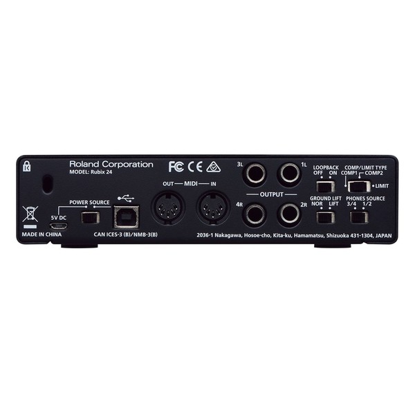 Rubix24 Portable USB Audio Interface - Rear