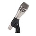 Shure KSM8 Dual Diaphragm Dynamic Microphone, Nickel - Angled in Clip