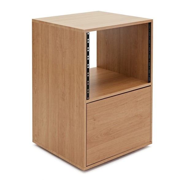 modul 3-Tier Pro Audio Studio Desk with 8U Rack Cabinet, Natural