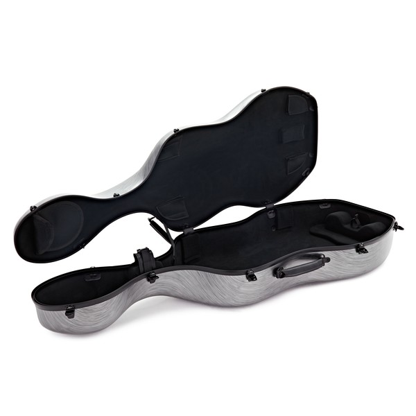 Hidersine Polycarbonate Cello Case, Brushed Silver