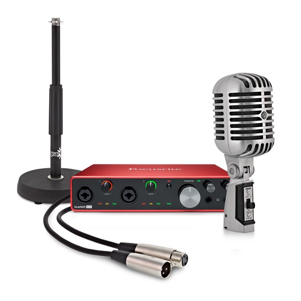 Focusrite Scarlett 8i6 Podcasting Bundle with Shure 55SH Mic