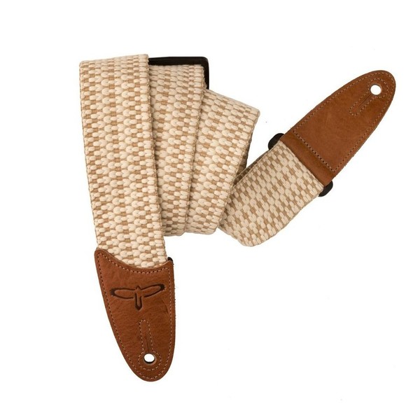 PRS Woven 2" Guitar Strap, White/Brown - Front View