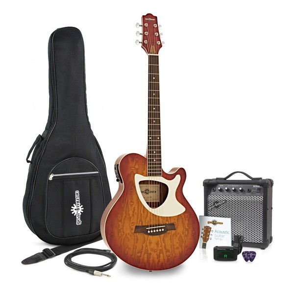 Deluxe Thinline Electro Acoustic Guitar + 15W Amp Pack, Cherry SB