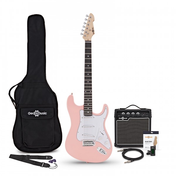 LA Electric Guitar Pink, 10W Guitar Amp & Accessory Pack