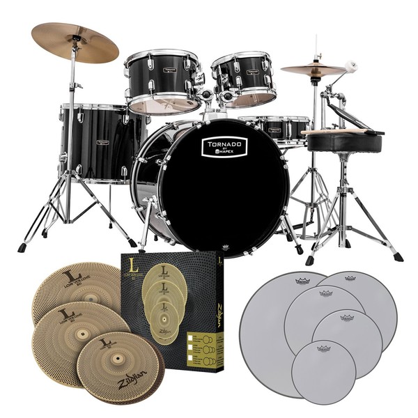 Mapex Tornado 22'' Rock Fusion Practice Bundle, Black