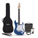 Guitare Électrique LA, Bleu, Ampli de Guitare 10 W & Pack d'Accessoires