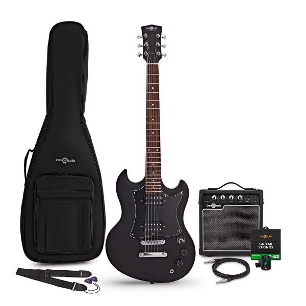 Brooklyn Electric Guitar Black, 10W Guitar Amp & Accessory Pack