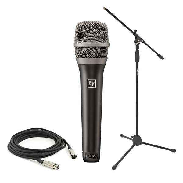Electro-Voice RE520 Vocal Condenser Microphone With Stand and Cable, Full Package