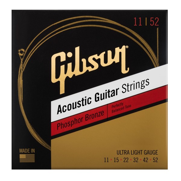 Gibson Phosphor Bronze Ultra-Light Acoustic Guitar Strings, 11-52 - Main