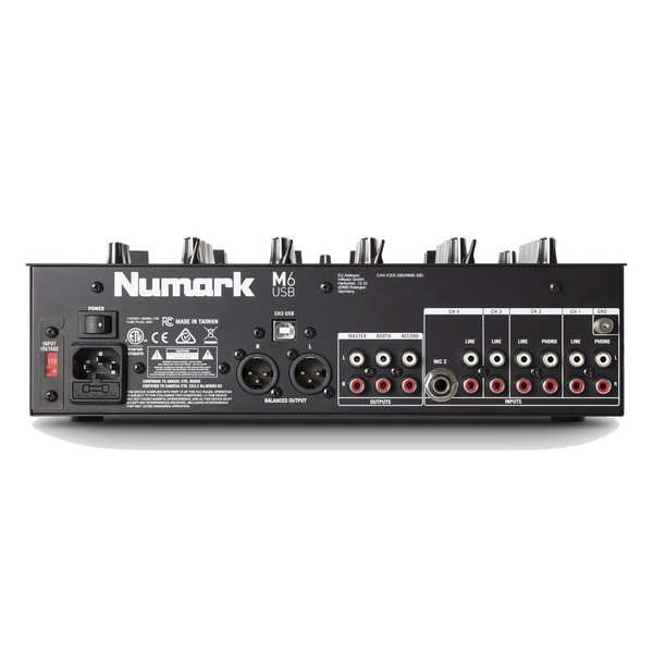 Numark M6 Four-Channel USB DJ Mixer - Rear