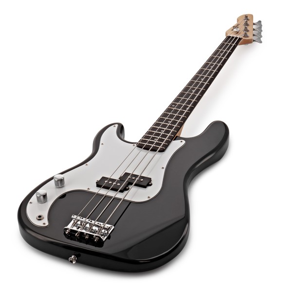LA Left Handed Bass Guitar + 35W Amp Pack, Black