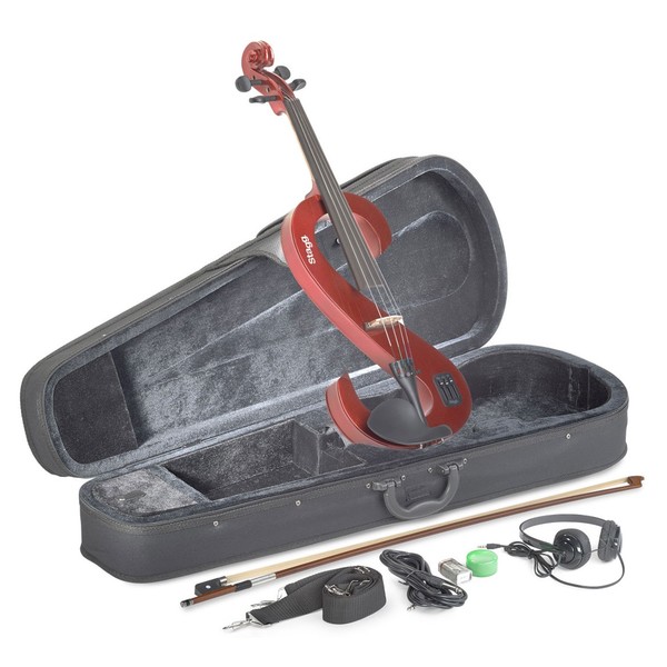 Stagg S-Shaped Electric Viola Outfit, Metallic Red