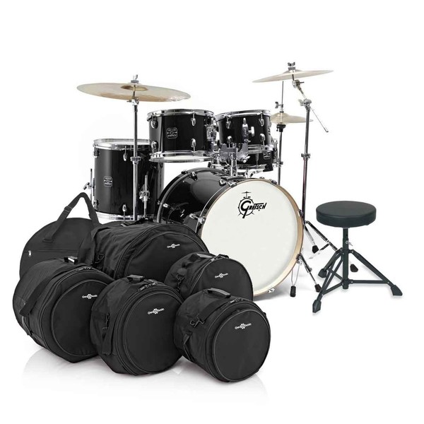 Gretsch Energy 22" Drum Kit w/Hardware, Cymbals & Bags, Black
