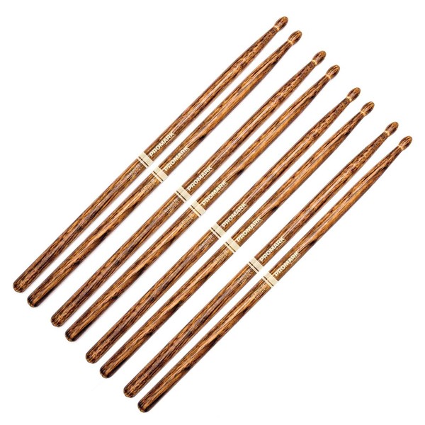 ProMark FireGrain 5B Wood Tip Drumsticks, 4 Pair Value Bundl