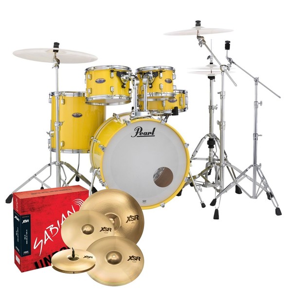 Pearl Decade Maple Pro Drum Kit w/Sabian XSRs, Solid Yellow