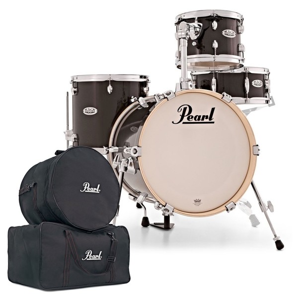 Pearl Midtown 4pc Compact Shell Pack w/Gig Bags, Black Gold Sparkle