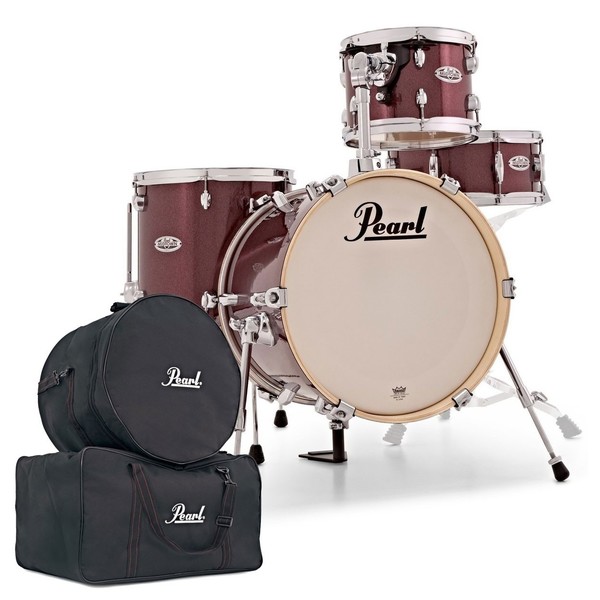Pearl Midtown 4pc Compact Shell Pack w/Gig Bags, Black Cherry Glitter