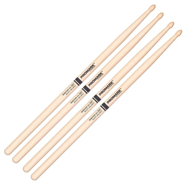 ProMark Hickory 5A Rebound Tear Drop Tip .565'', 2 Pair Value Bundle