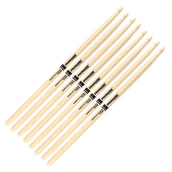 ProMark Hickory 5A Woodtip Drumsticks, 4 Pair Value Bundle