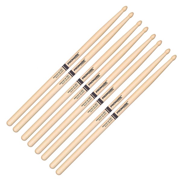 ProMark Hickory 5B Rebound Tear Drop Tip .595'', 4 Pair Value Bundle