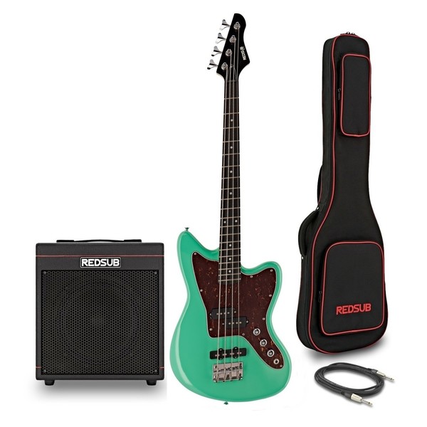 RedSub SFS Short Scale Bass and BA-30 Amp Bundle, Seafoam Green
