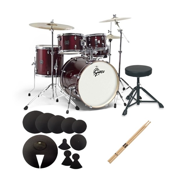 Gretsch Energy 20" Drum Kit Starter Pack w/Pads and Sticks, Wine Red