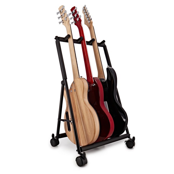 Wheeled 3 Guitar Rack by Gear4music